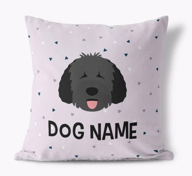 Triangle Pattern with {dogsName}'s Icon: Personalised Canvas Cushion